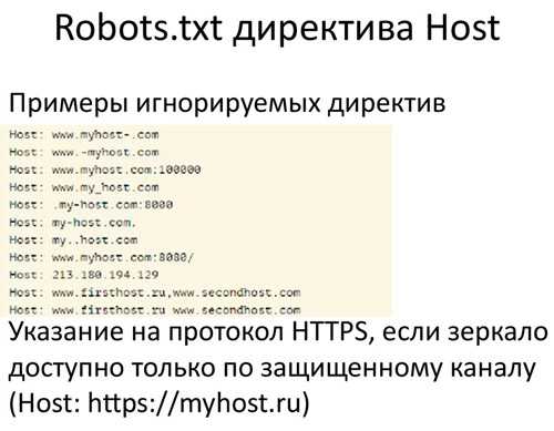 Директива Host в файле Robots.txt для выбора главного зеркала